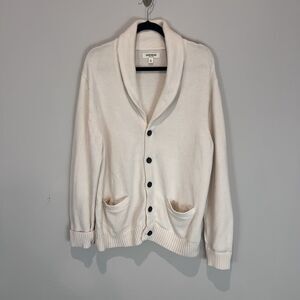 Men's Goodthreads Cardigan Sweater XL Button Up Ivory 100% Cotton grandpa